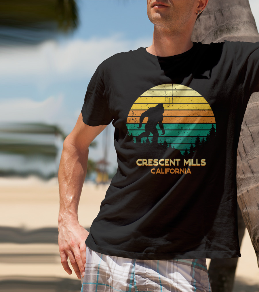 Crescent Mills California Bigfoot Retro Bayou Sunset T-Shirt