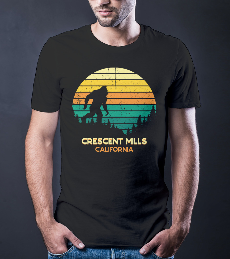 Crescent Mills California Bigfoot Retro Bayou Sunset T-Shirt
