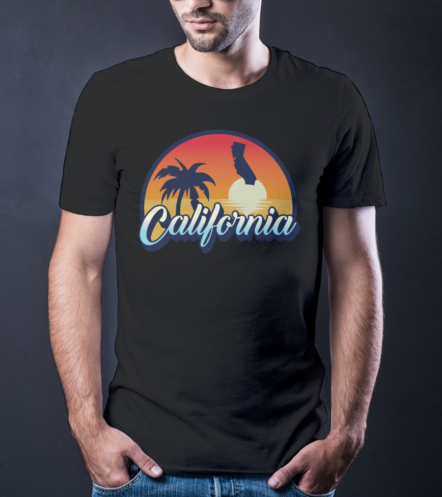 Retro California Beach Vintage Cali Pride Sunset Palm Trees T-Shirt