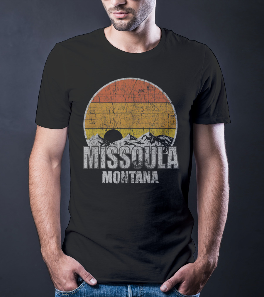 Retro Missoula Montana Vintage Sunset Mountains T-Shirt