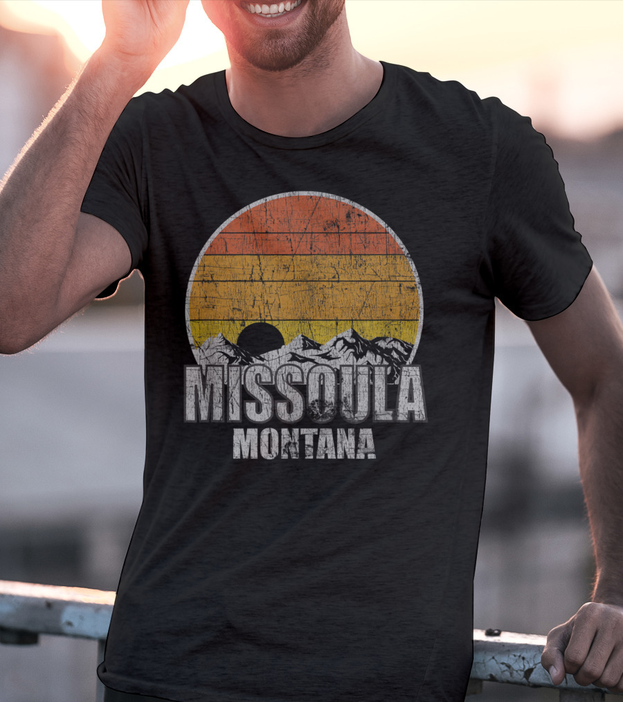Retro Missoula Montana Vintage Sunset Mountains T-Shirt