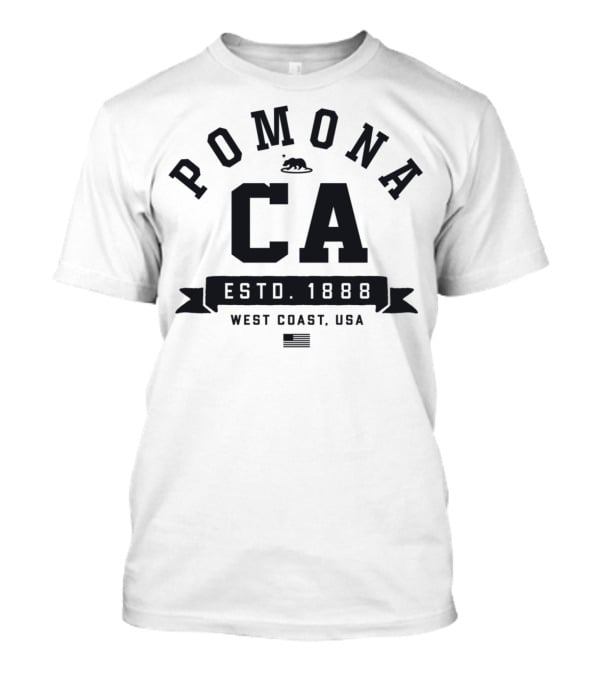 Pomona CA Estd. 1888 West Coast USA Retro Sports Font T-Shirt
