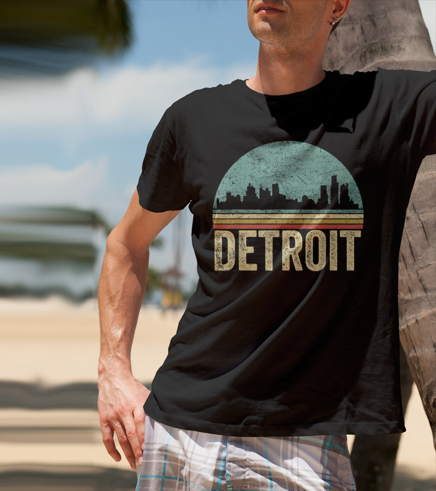 Retro 70s 80s Detroit Skyline Vintage T-Shirt
