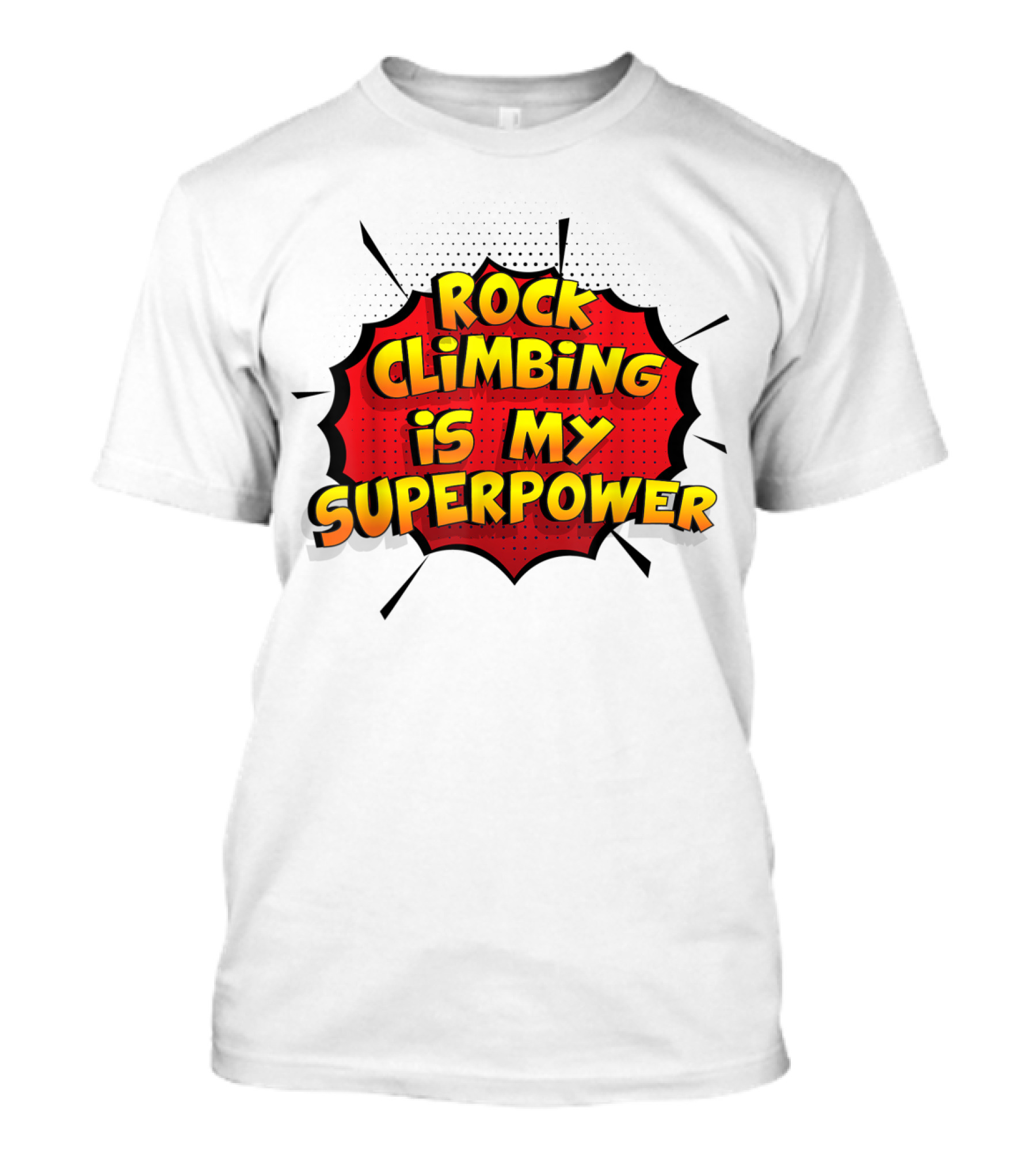 Rock Climbing Is My Superpower Comic Burst T-Shirt