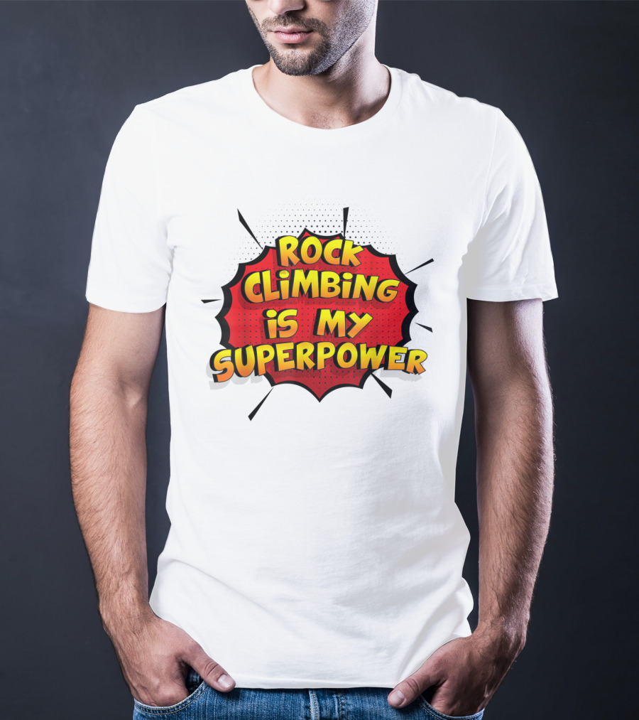 Rock Climbing Is My Superpower Comic Burst T-Shirt