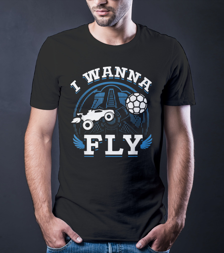 Rokt Leeg I Wanna Fly Funny Troll Car Soccer T-Shirt
