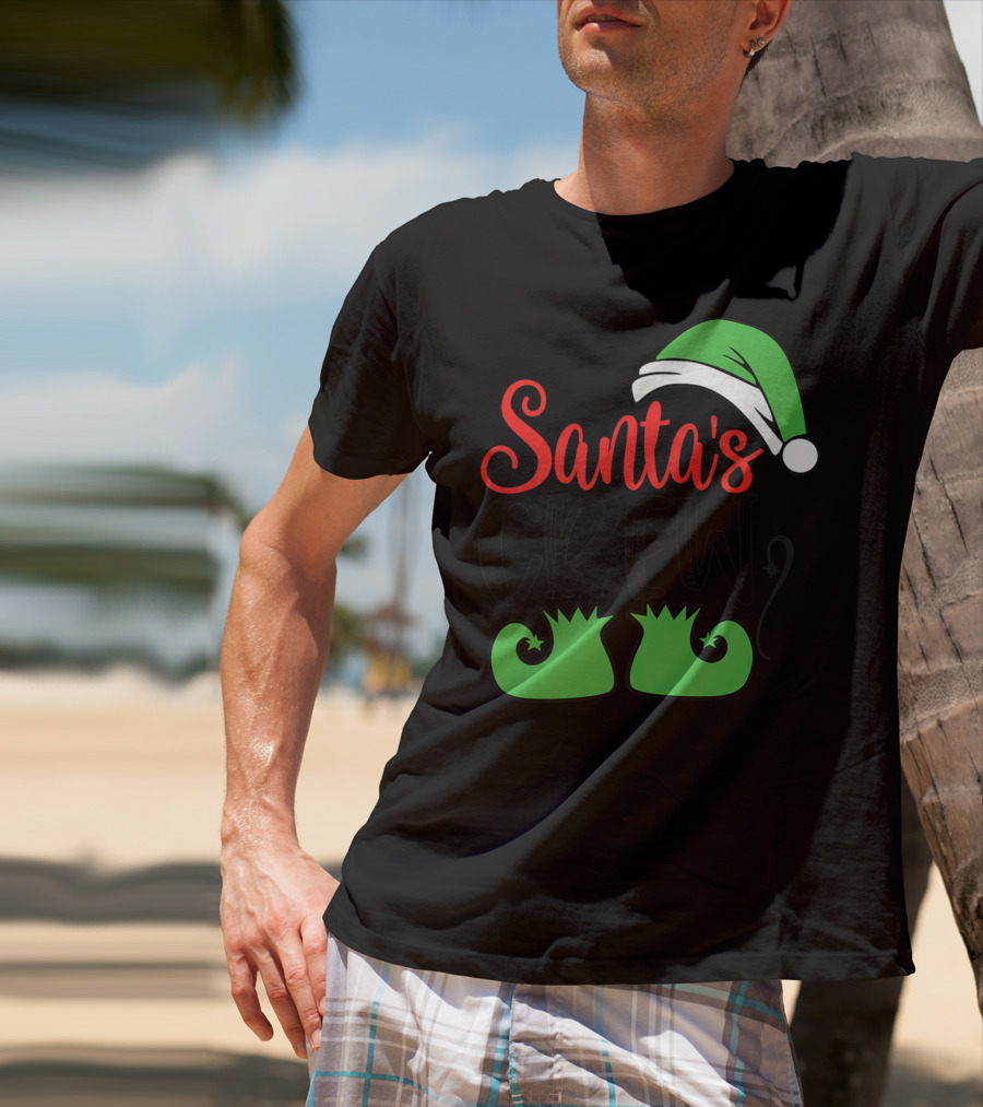 Santa's Crew Christmas Hat And Shoes T-Shirt