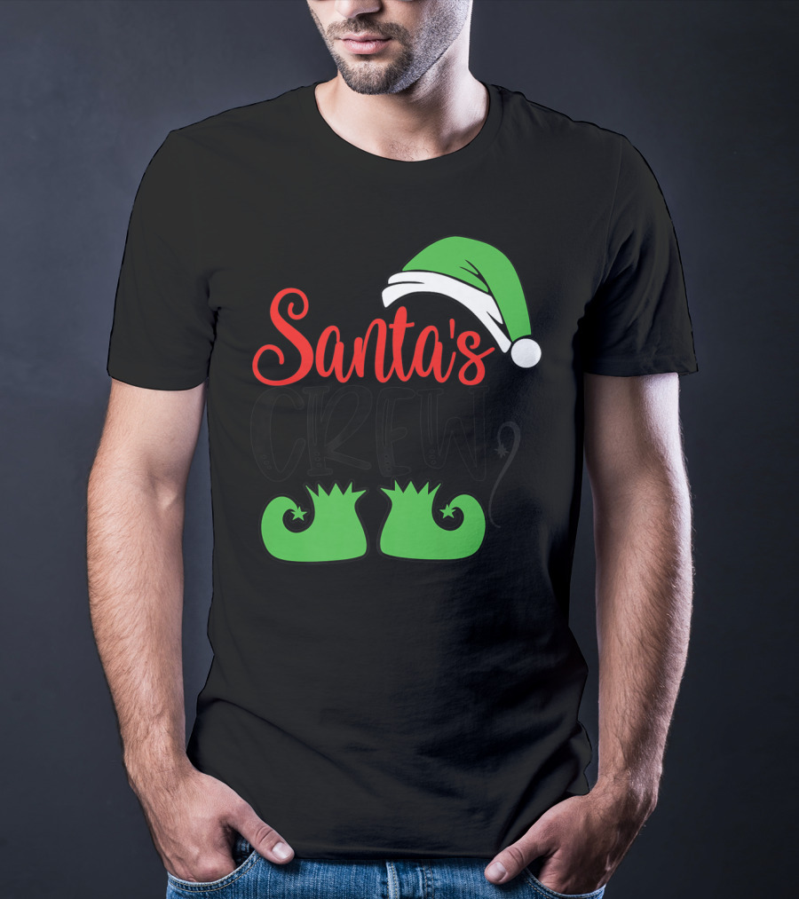 Santa's Crew Christmas Hat And Shoes T-Shirt