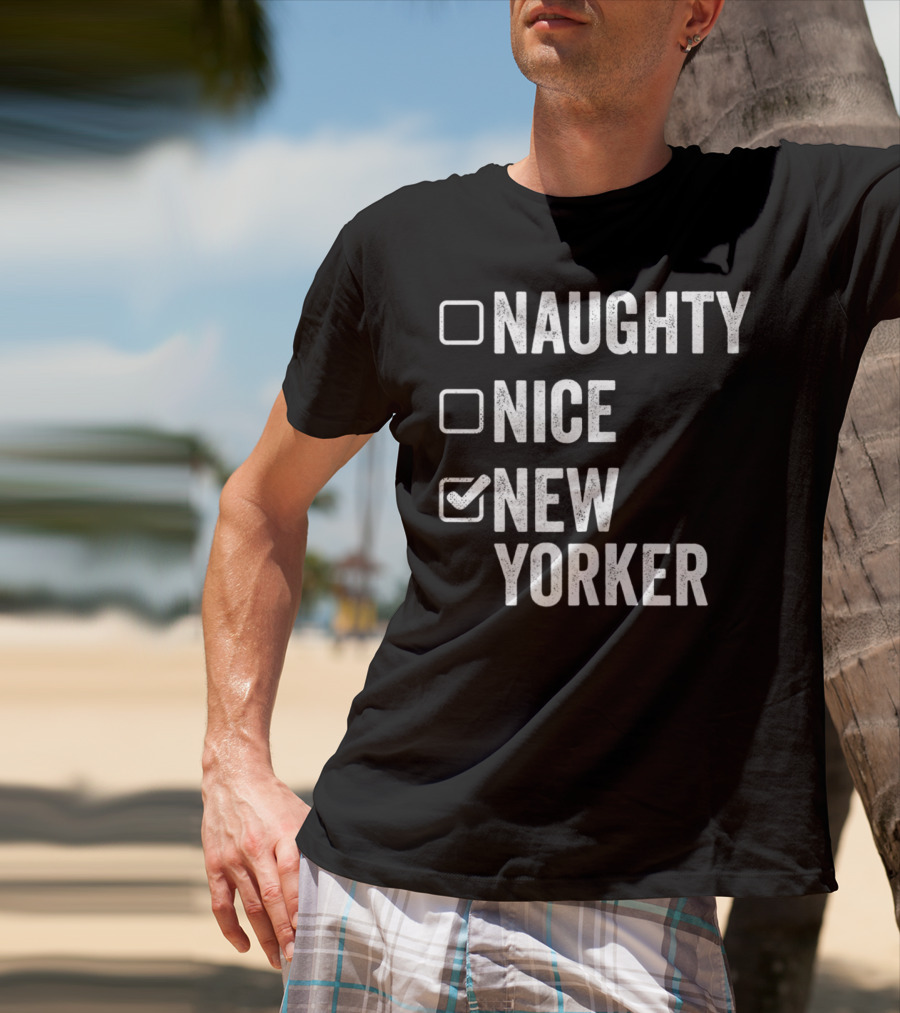 Santa's Naughty Nice New Yorker Checkbox Christmas List T-Shirt