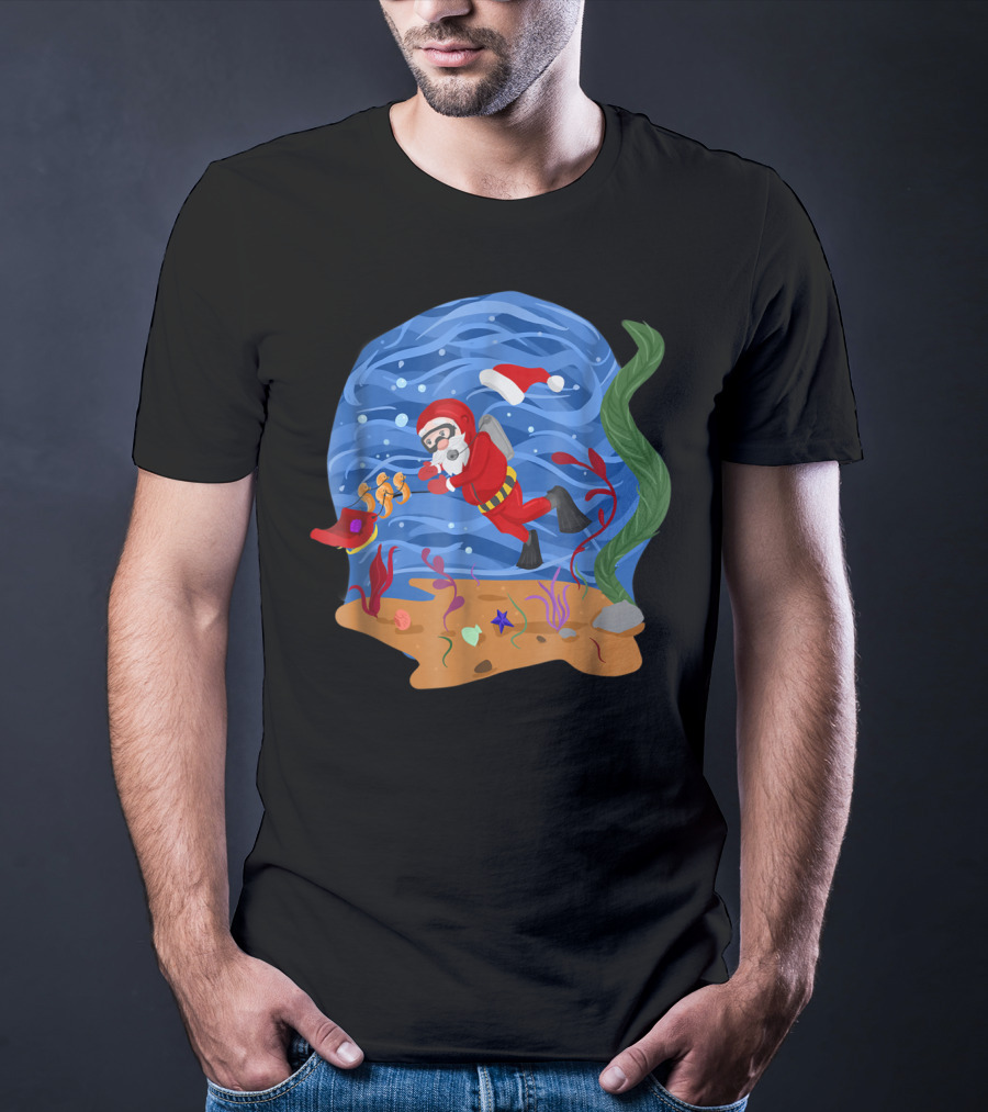 Santa Claus Scuba Diving Underwater Adventure T-Shirt