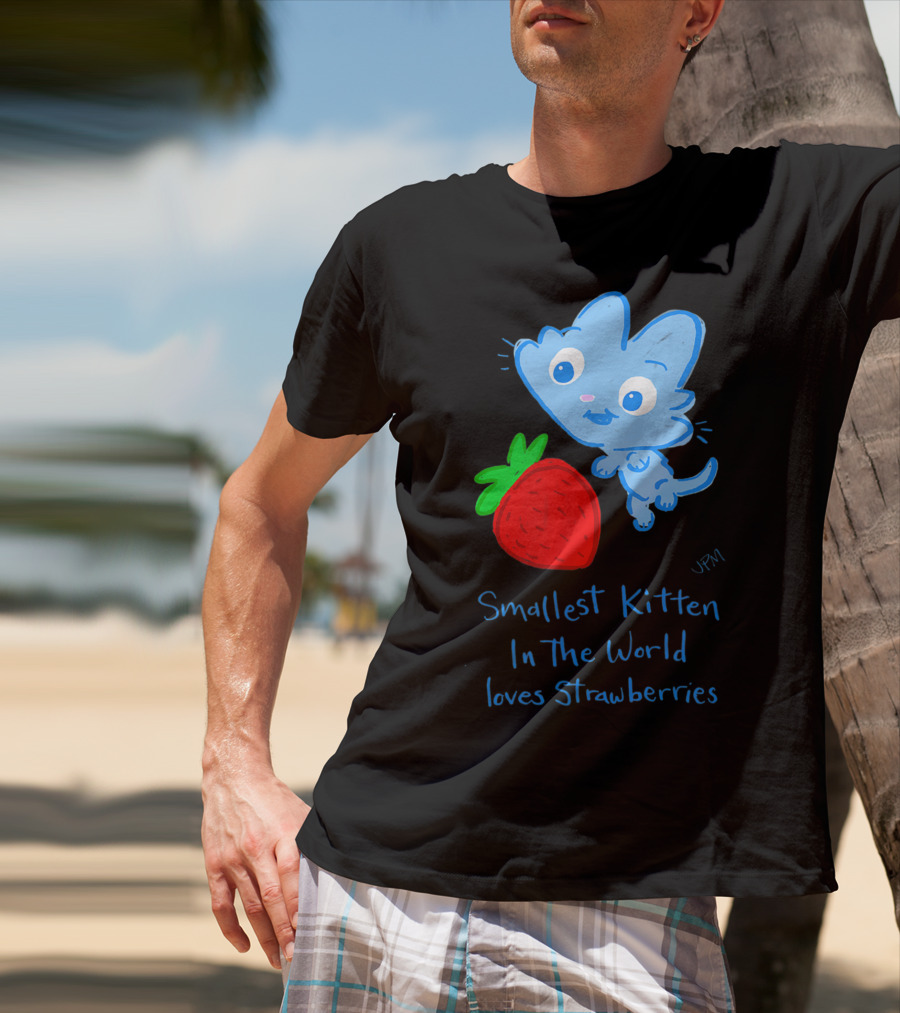 Smallest Kitten In The World Loves Strawberries T-Shirt