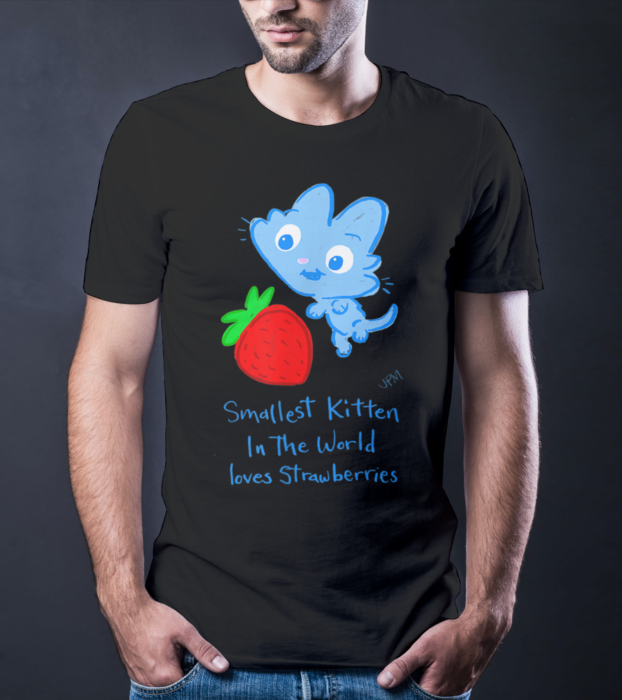 Smallest Kitten In The World Loves Strawberries T-Shirt