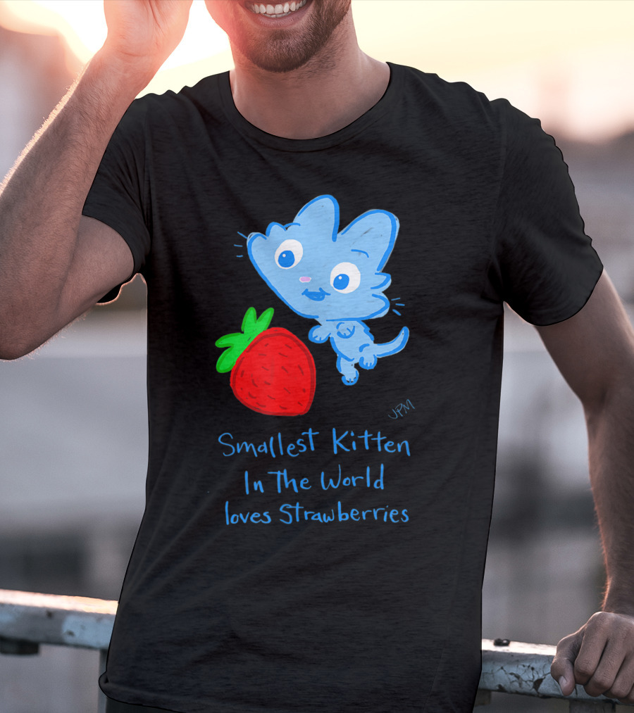 Smallest Kitten In The World Loves Strawberries T-Shirt