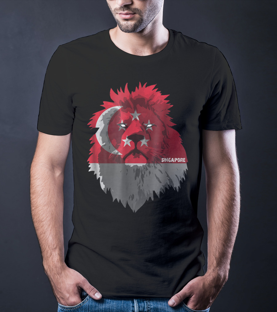 Singapore National Pride Lion Flag Soccer Team T-Shirt