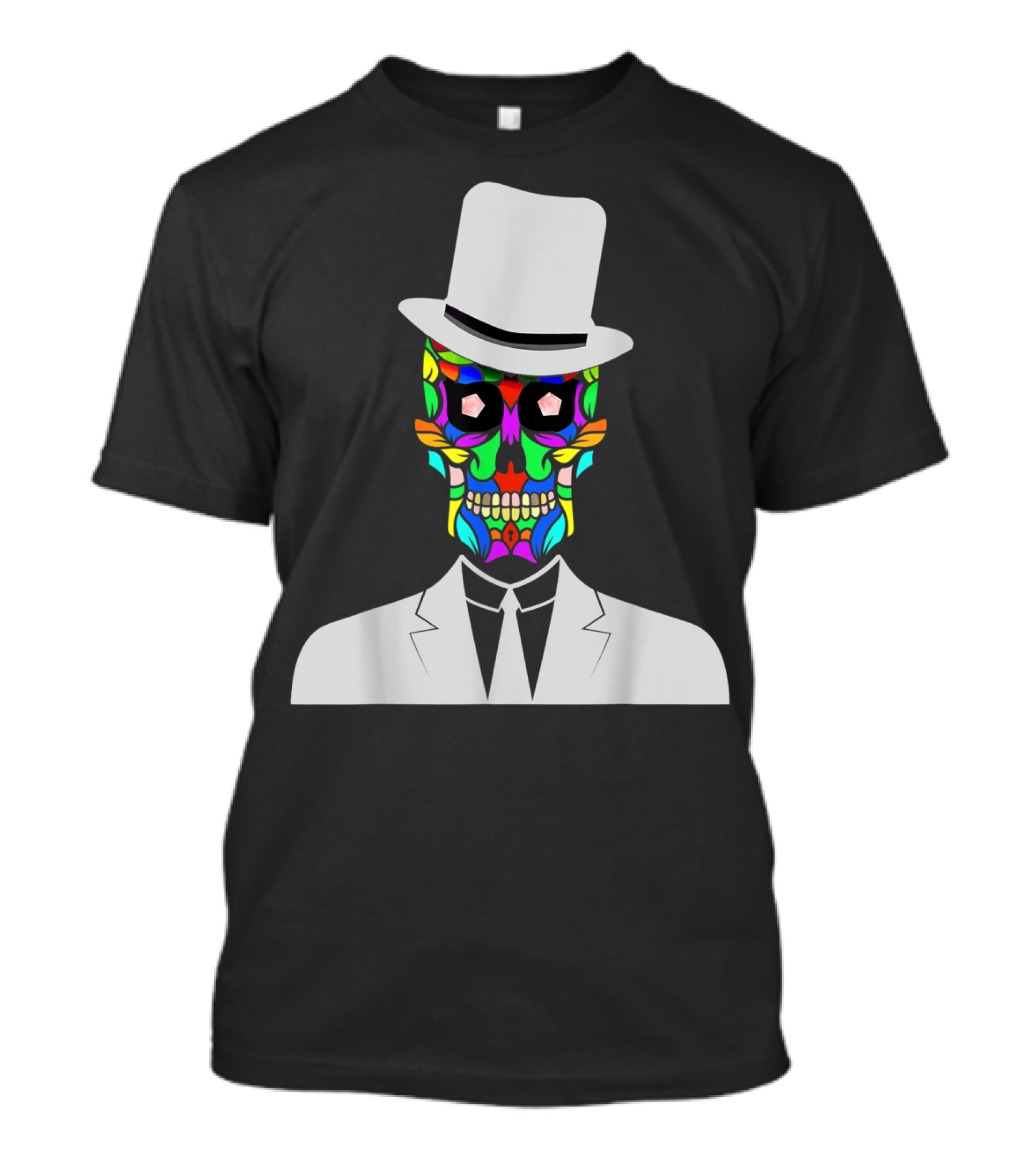 Sugar Skull Baron Samedi Voodoo Colorful Mask In Suit And Top Hat T-Shirt