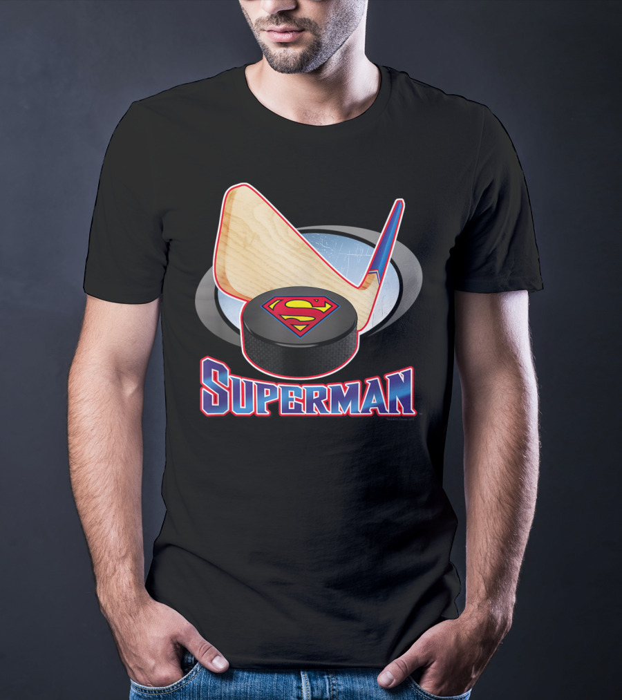 Superman Hockey Stick Puck T-Shirt
