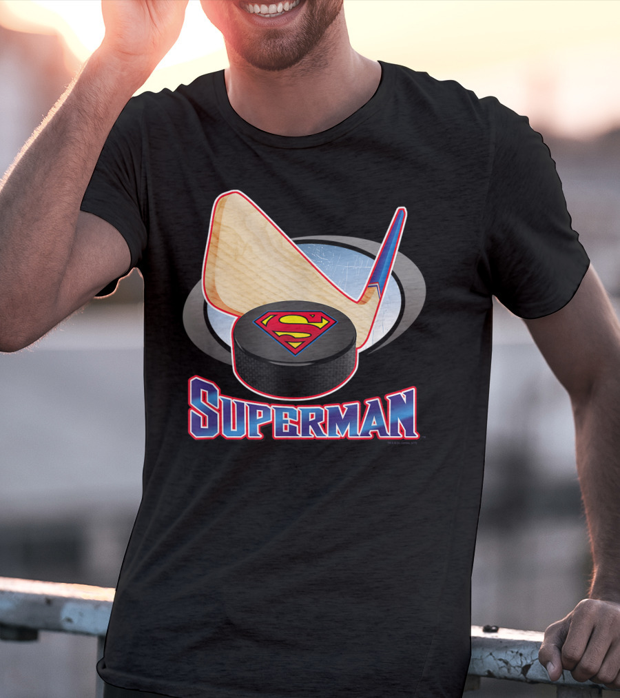 Superman Hockey Stick Puck T-Shirt