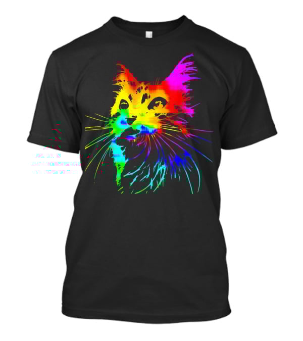 Tie Dye Rainbow Cat Multicolor Psychedelic Cat T-Shirt