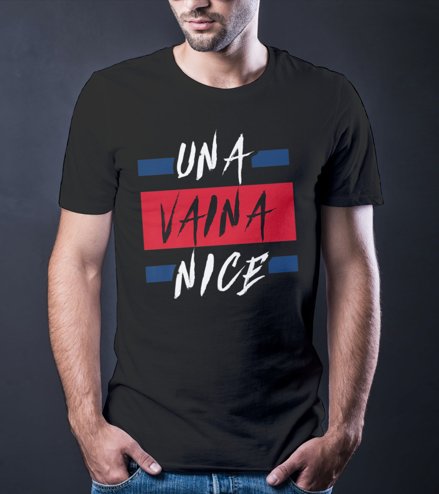 Una Vaina Nice Funny Dominican Bold Red And Blue Text T-Shirt