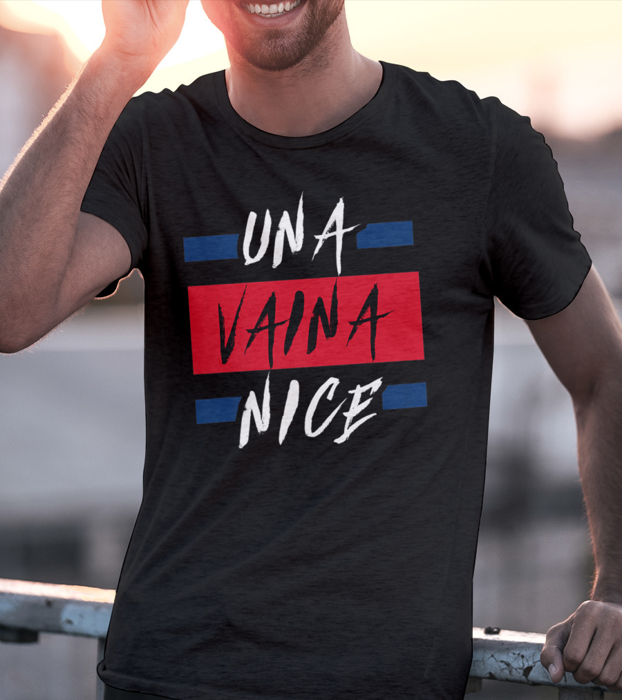 Una Vaina Nice Funny Dominican Bold Red And Blue Text T-Shirt