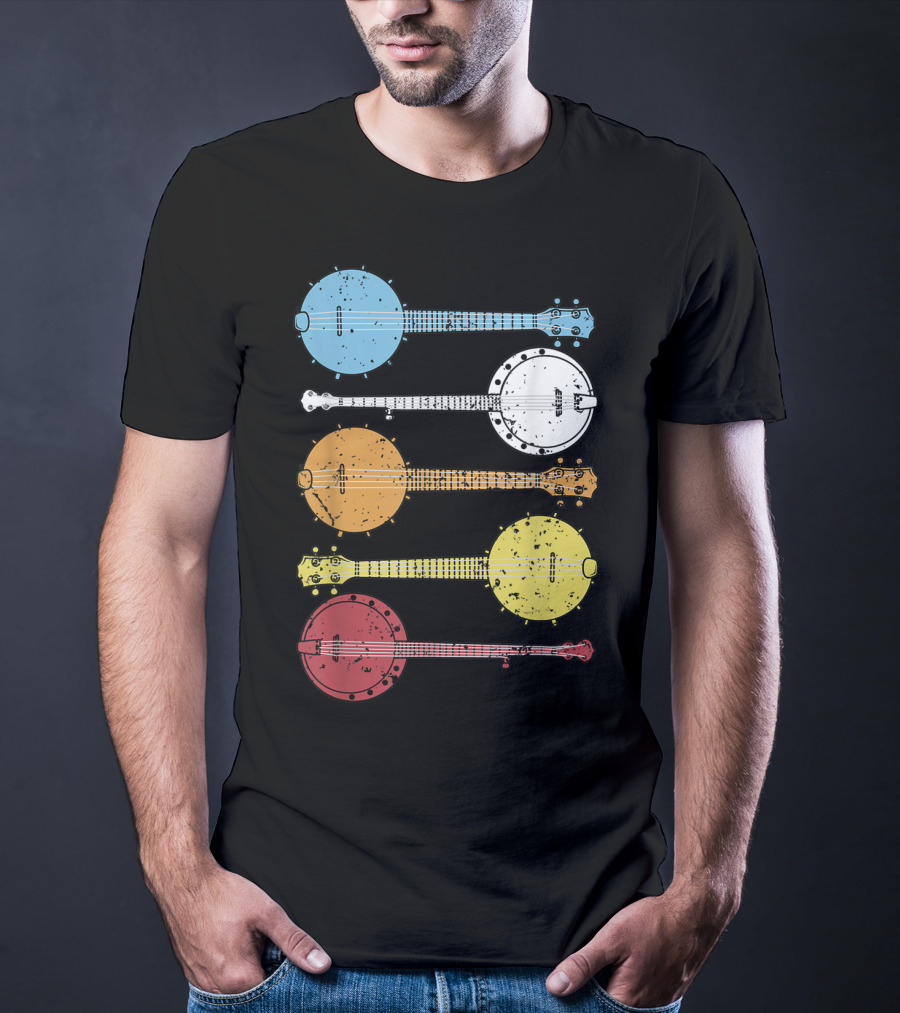 Vintage Banjo Country Music Colorful Banjos T-Shirt