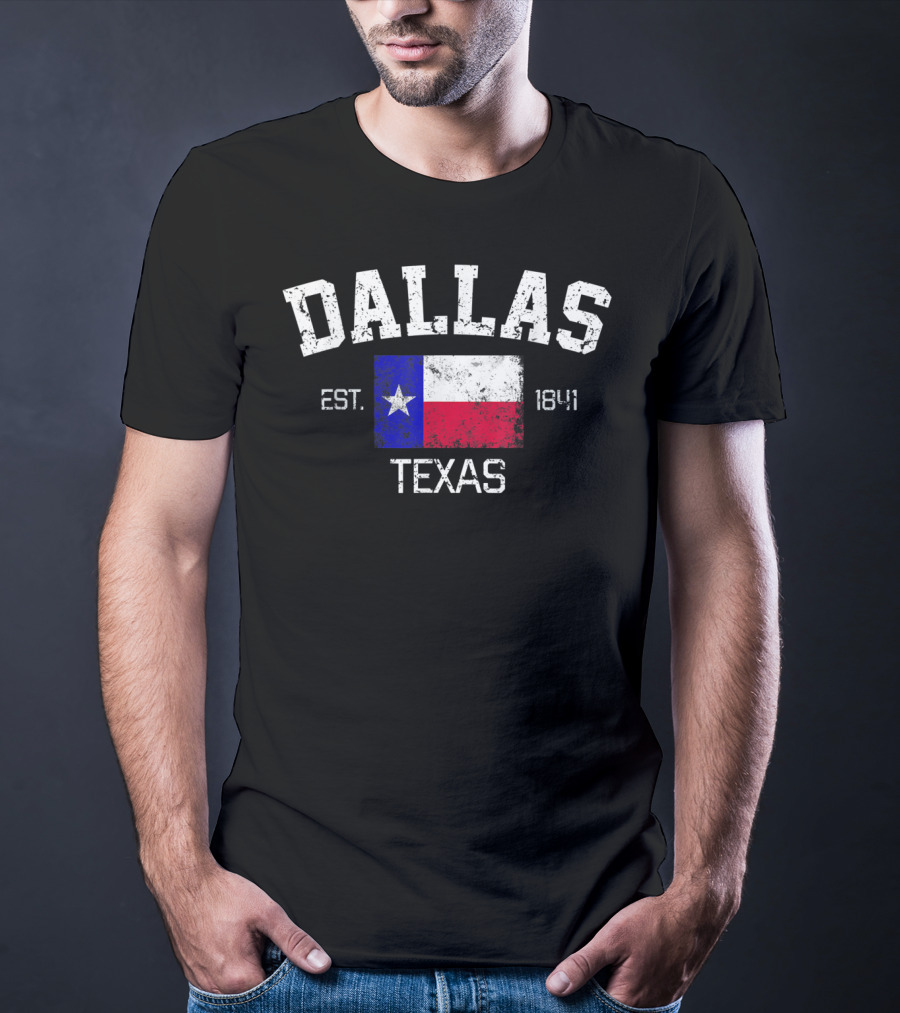 Dallas Texas Est 1841 Vintage Texas Flag Iconic T-Shirt