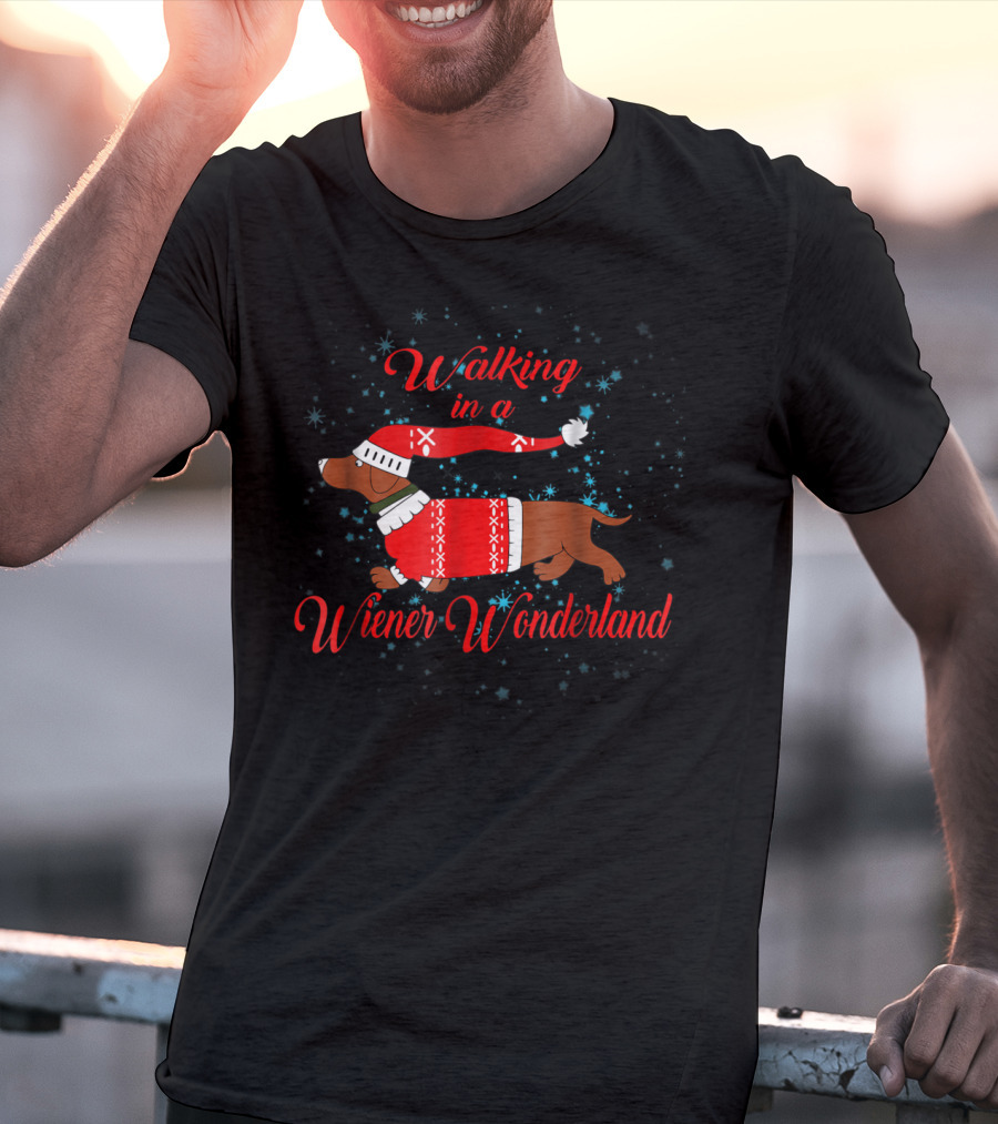 Walking In A Wiener Wonderland Christmas Dachshund Dog Winter T-Shirt
