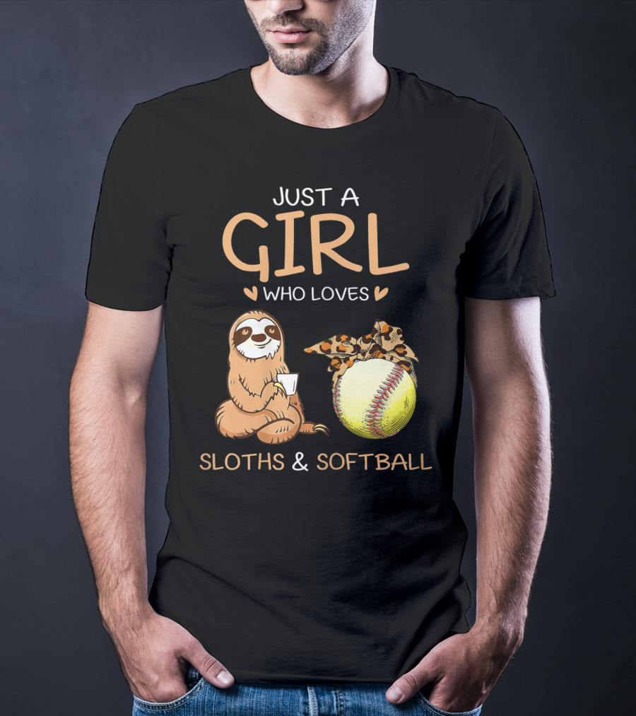 Just A Girl Who Loves Sloths And Softball T-Shirt
