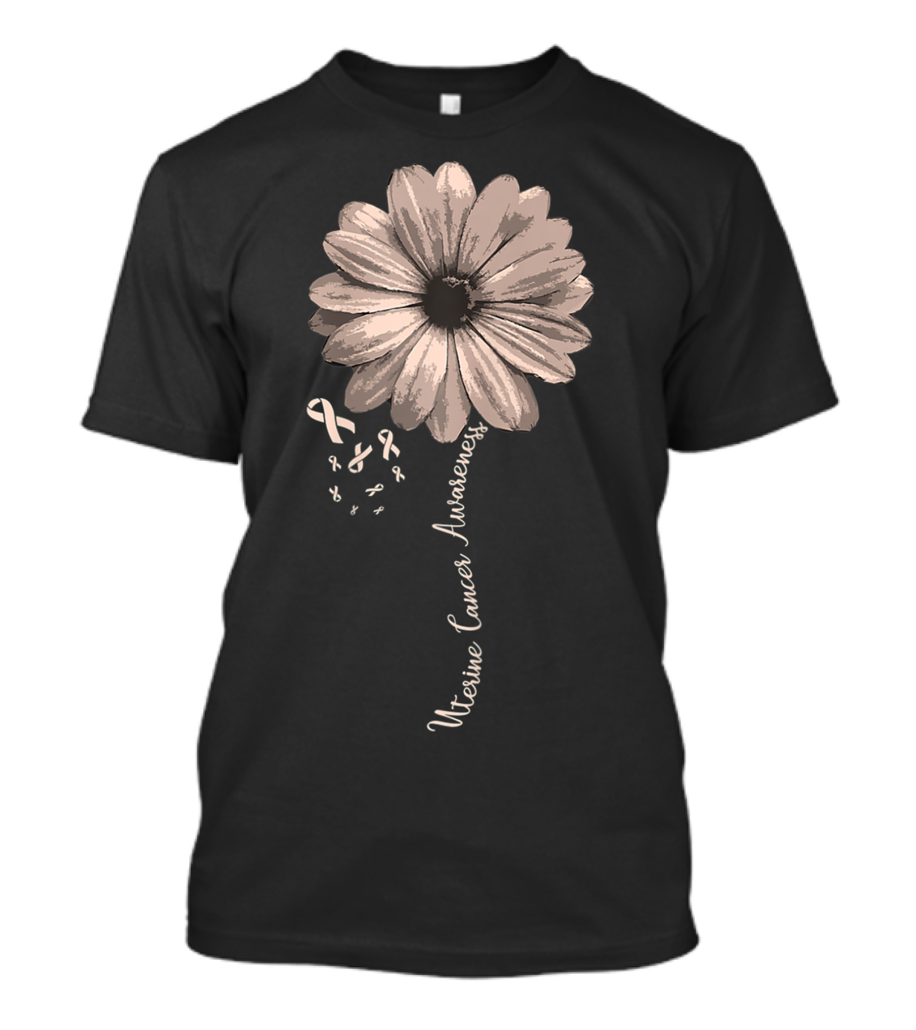 Uterine Cancer Awareness Flower Ribbon T-Shirt