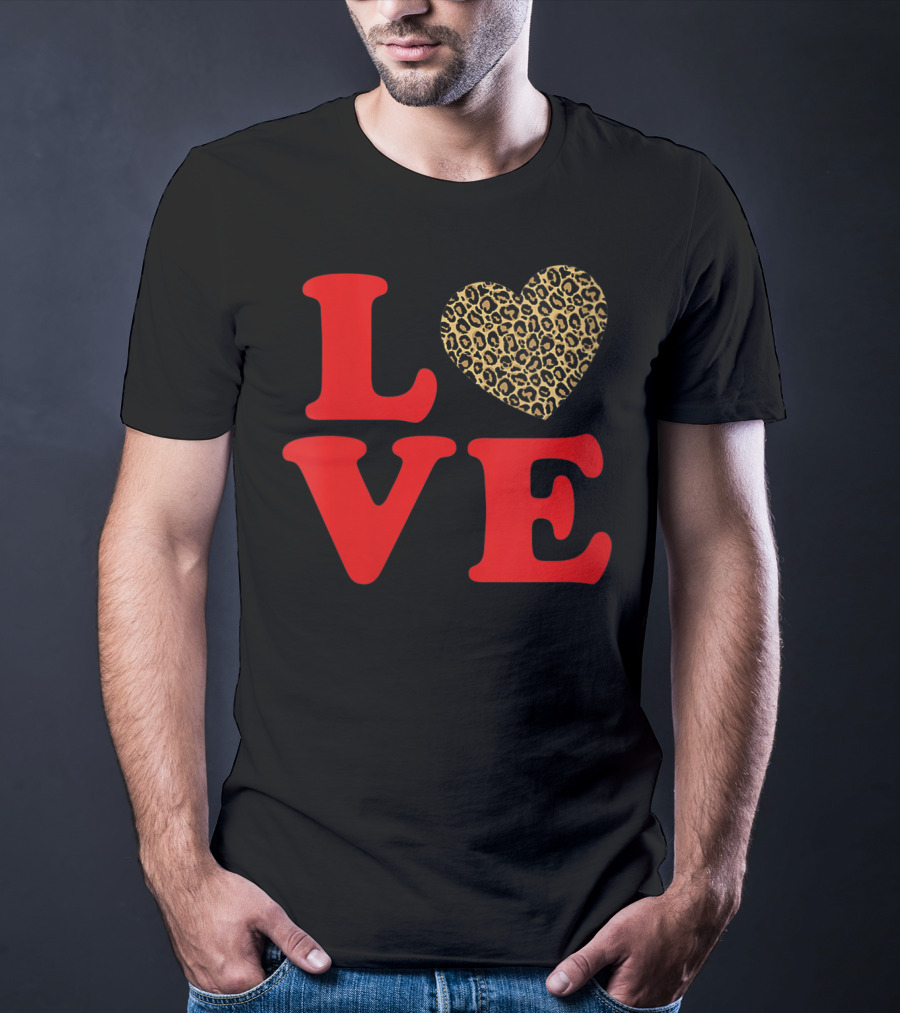 LOVE Leopard Heart Valentines Day Cute T-Shirt