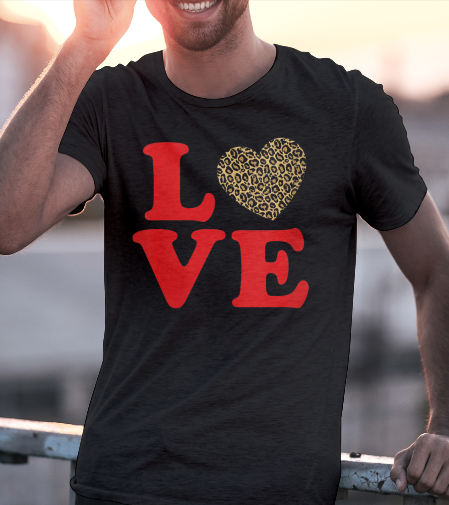 LOVE Leopard Heart Valentines Day Cute T-Shirt