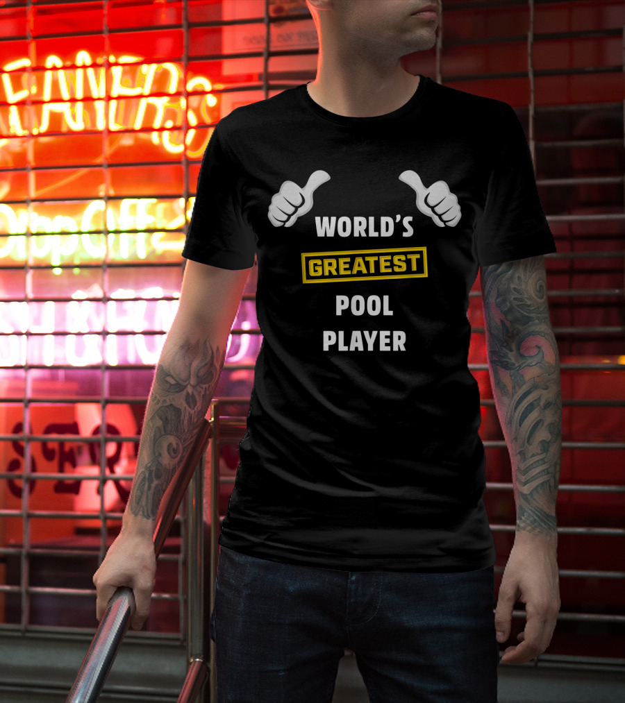 World's Greatest Pool Player Thumbs Up Funny Billiard T-Shirt