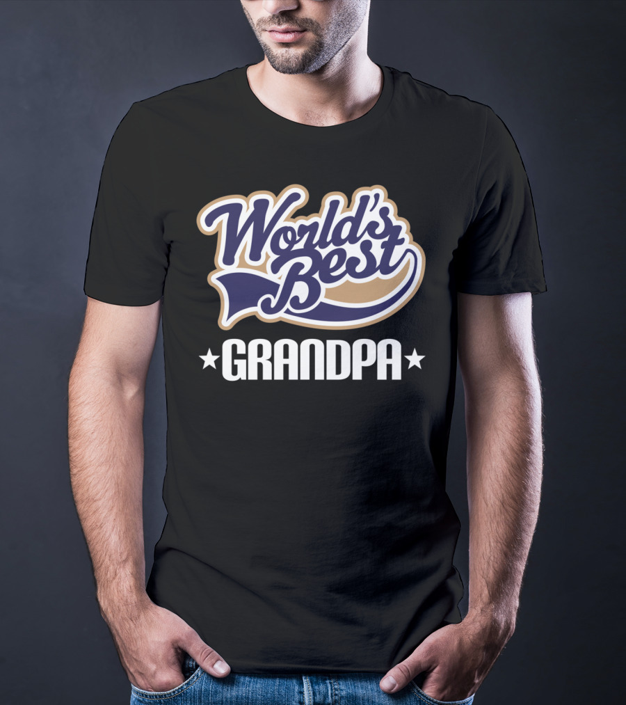 World's Best Grandpa Bold Vintage Style With Stars T-Shirt