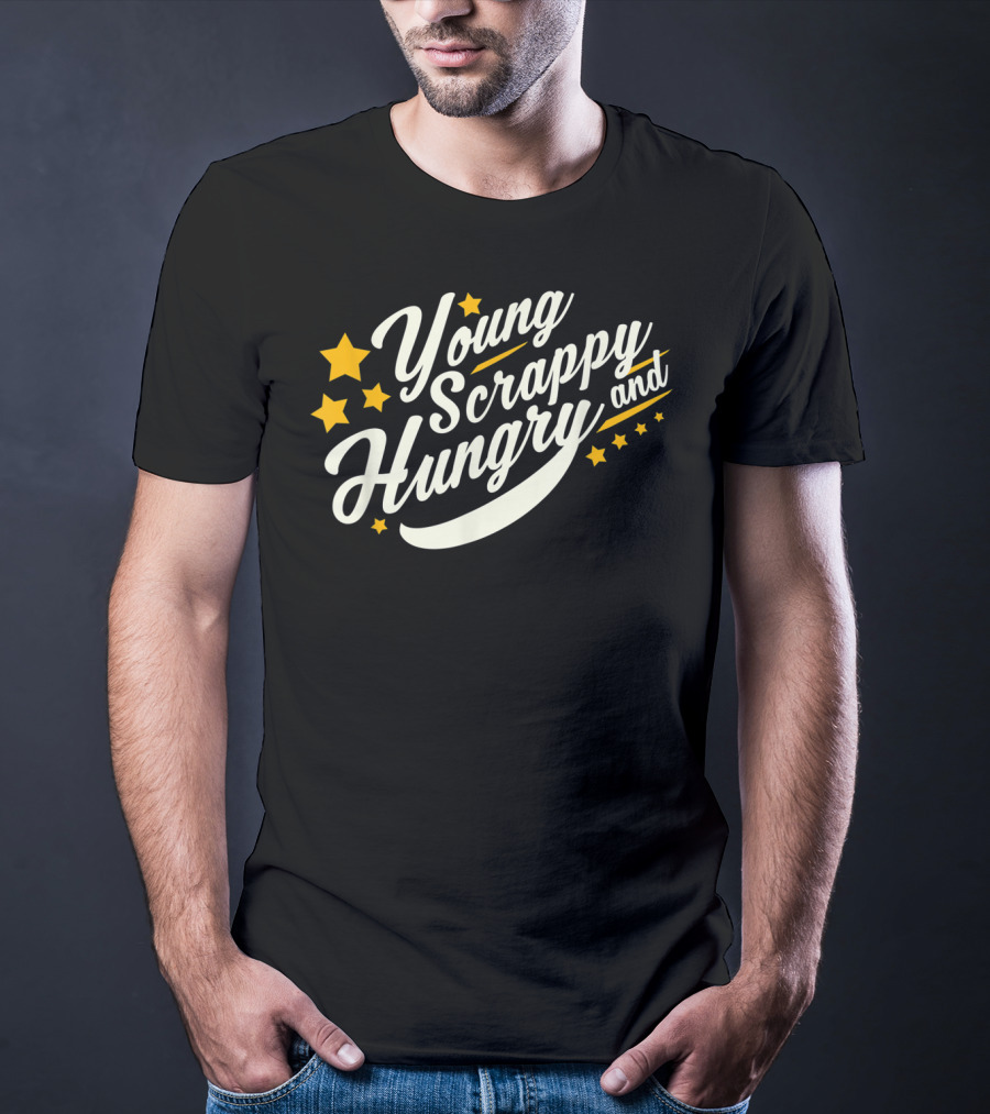 Young Scrappy And Hungry Starry USA Holiday T-Shirt