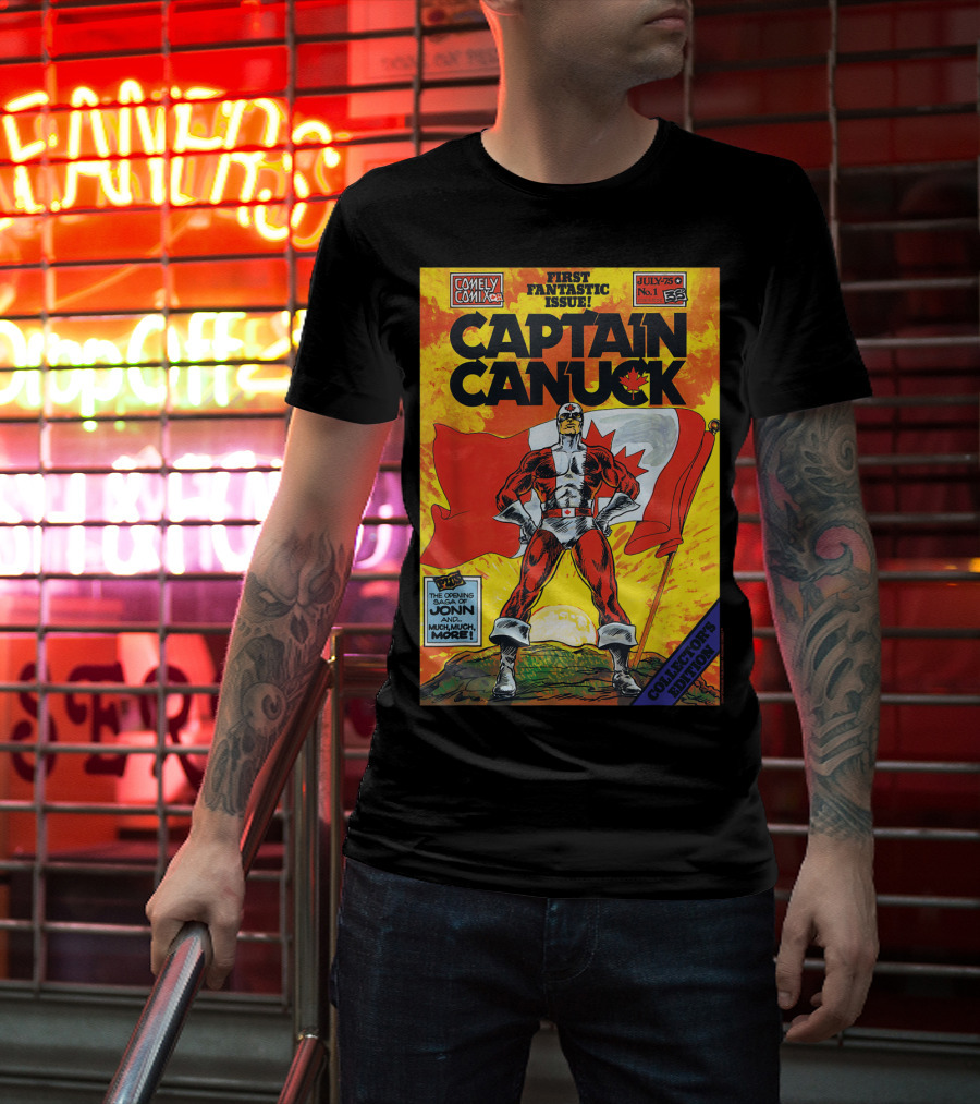 Comely Comix First Fantastic Issue Captain Canuck July 75 No. 1 Collector's Edition T-Shirt