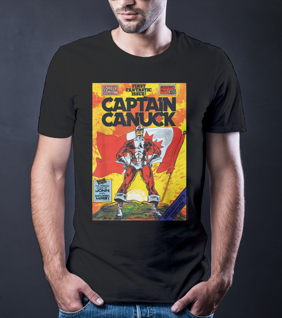 Comely Comix First Fantastic Issue Captain Canuck July 75 No. 1 Collector's Edition T-Shirt