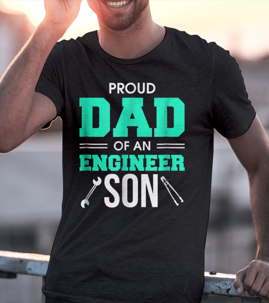 Proud Dad Of An Engineer Son With Wrench And Tool Icons T-Shirt
