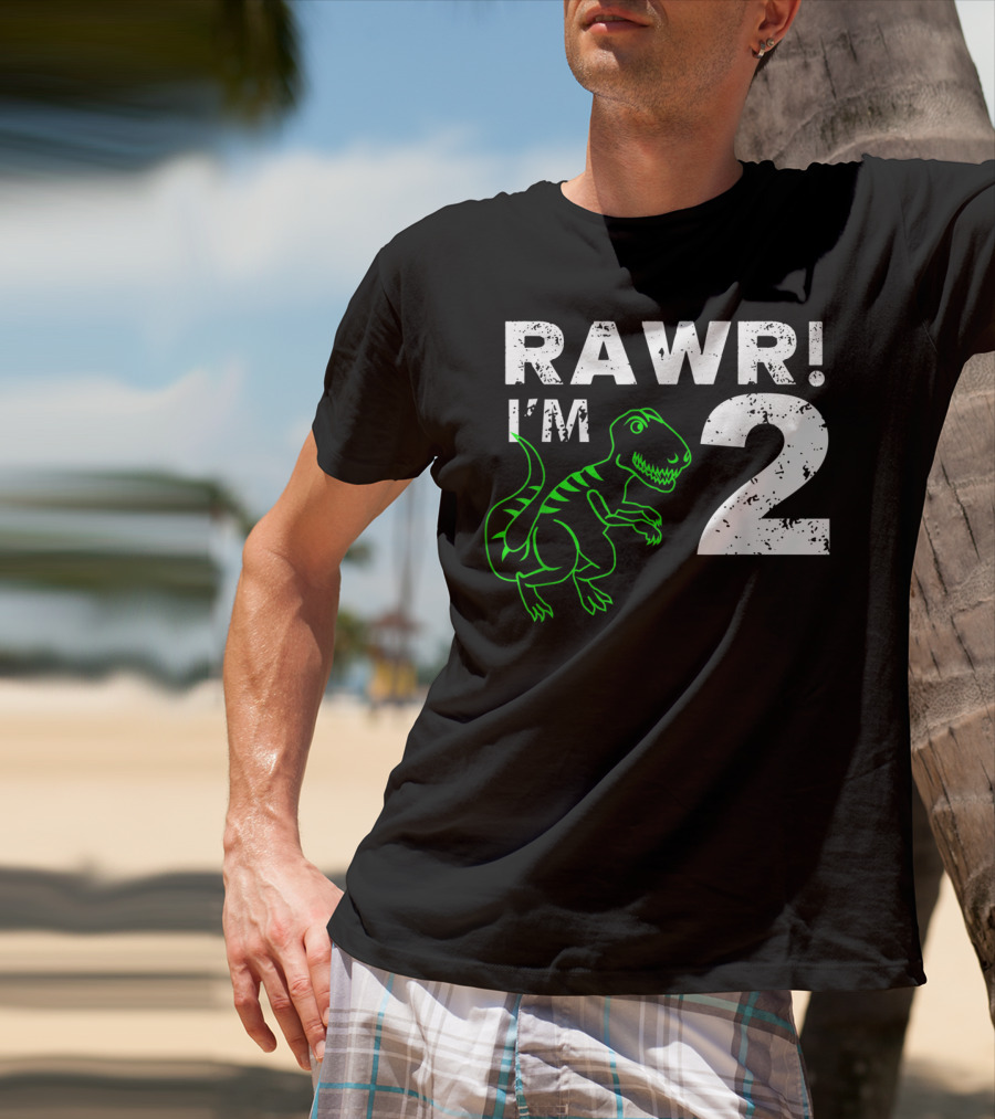 RAWR I'm 2 Dinosaur 2nd Birthday T-Shirt