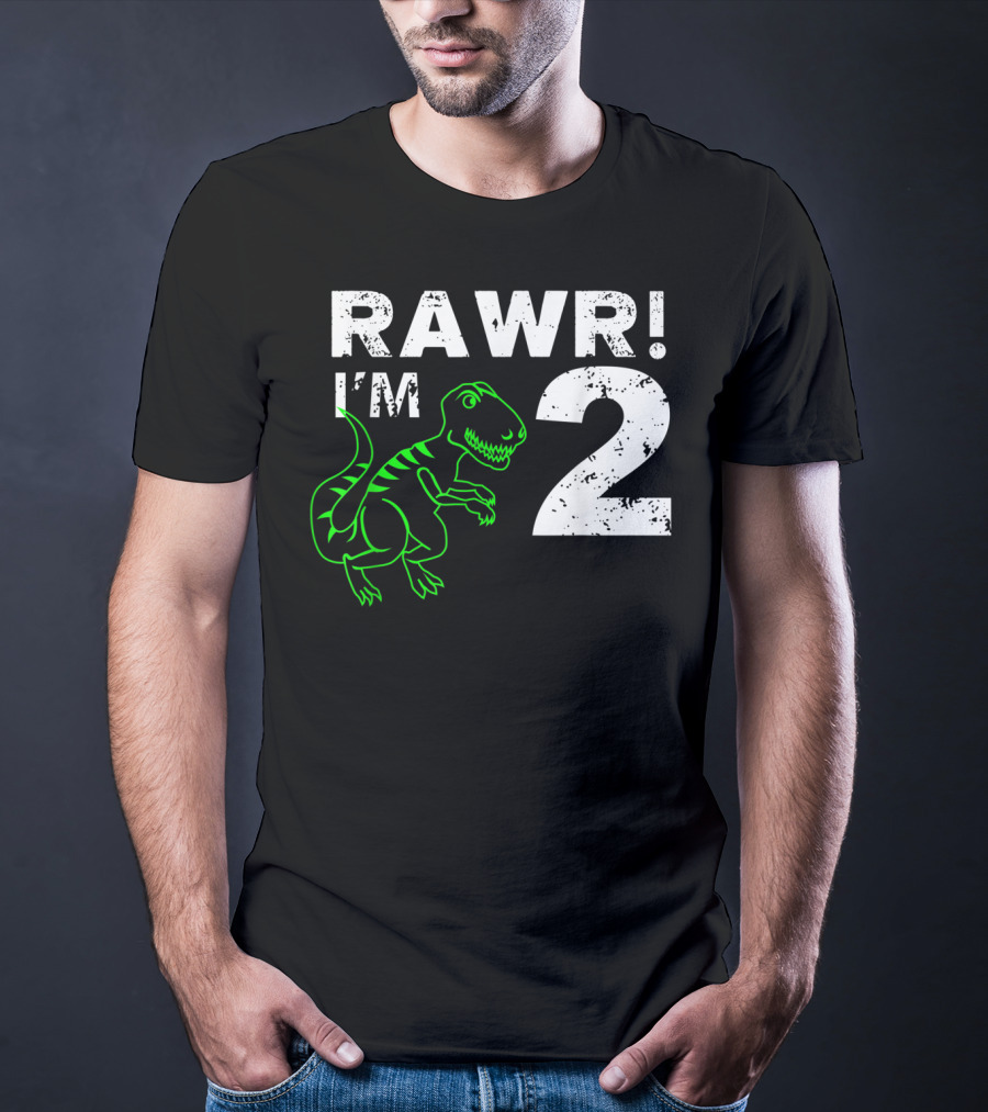 RAWR I'm 2 Dinosaur 2nd Birthday T-Shirt