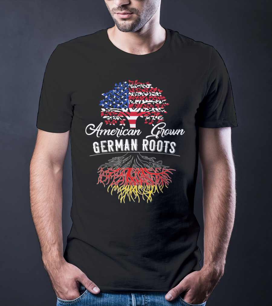 American Grown German Roots Tree With USA Flag And Germany Roots T-Shirt