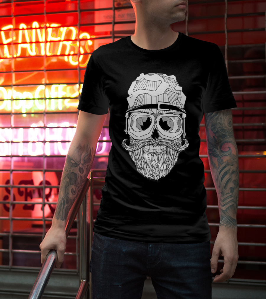 Arson Aesthetic Memoriae Skull Beard Geometric Glasses T-Shirt