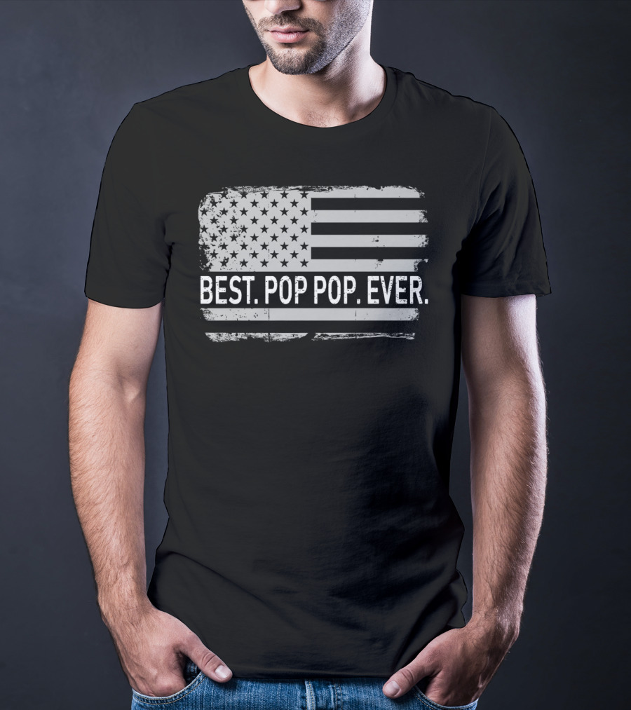 Best Pop Pop Ever Vintage American Flag T-Shirt