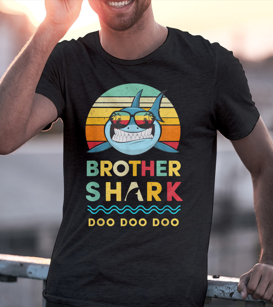 Brother Shark Doo Doo Doo Retro Kids For Toddlers And Boy T-Shirt