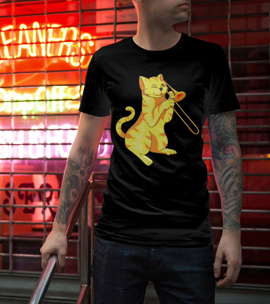 Cat Trombone Meow Music Collection T-Shirt
