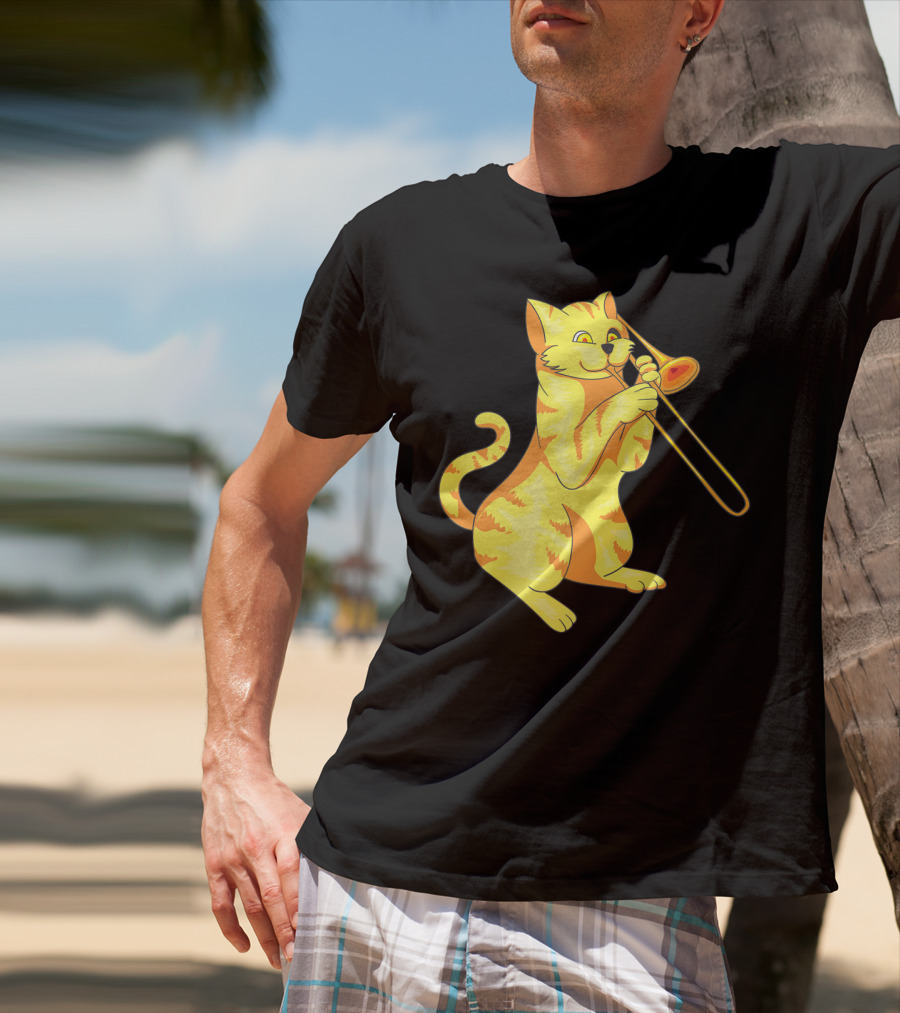 Cat Trombone Meow Music Collection T-Shirt