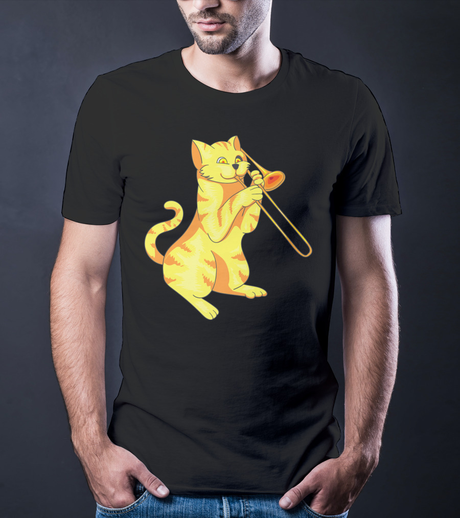 Cat Trombone Meow Music Collection T-Shirt