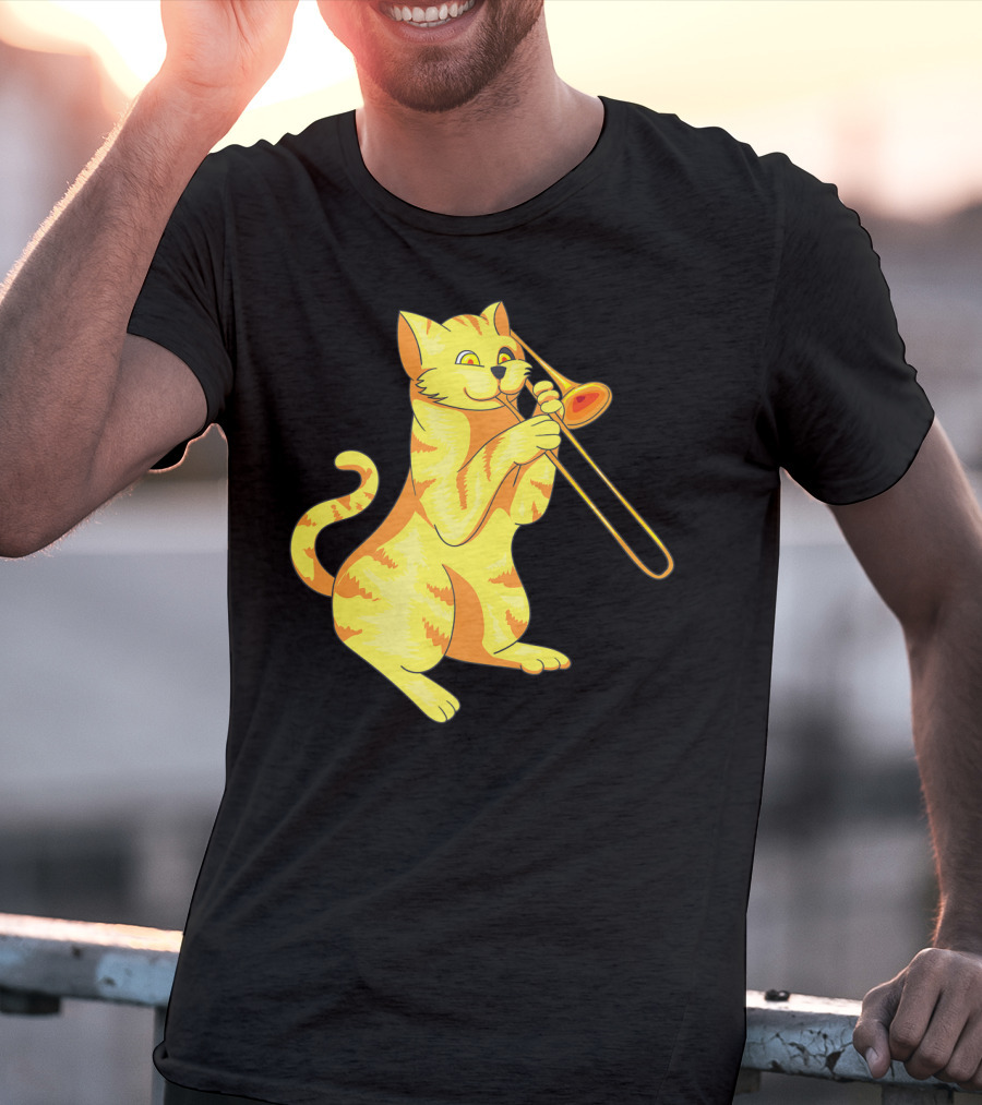 Cat Trombone Meow Music Collection T-Shirt