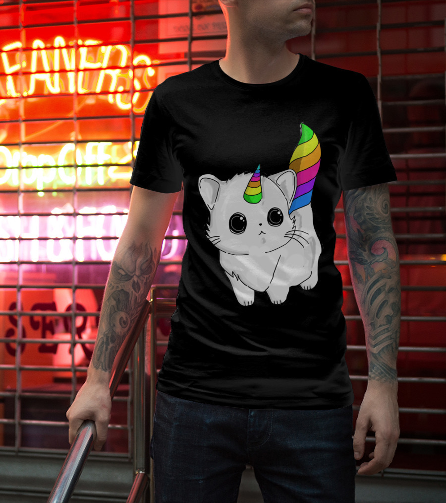 Caticorn Unicorn Rainbow Cat For Girls Boys Adults T-Shirt