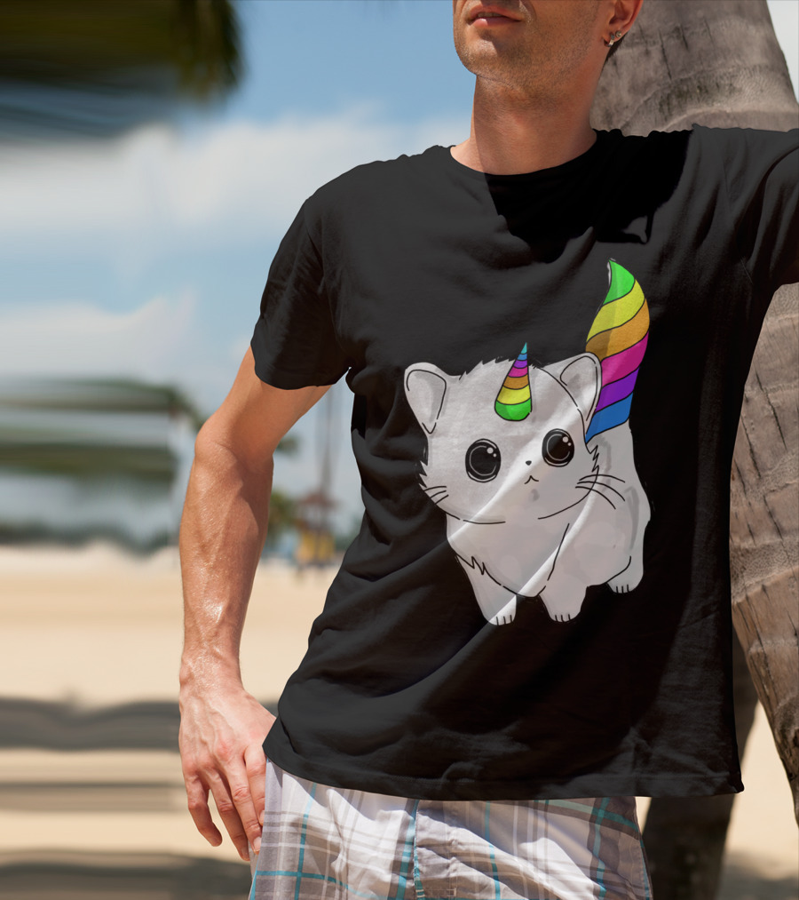 Caticorn Unicorn Rainbow Cat For Girls Boys Adults T-Shirt