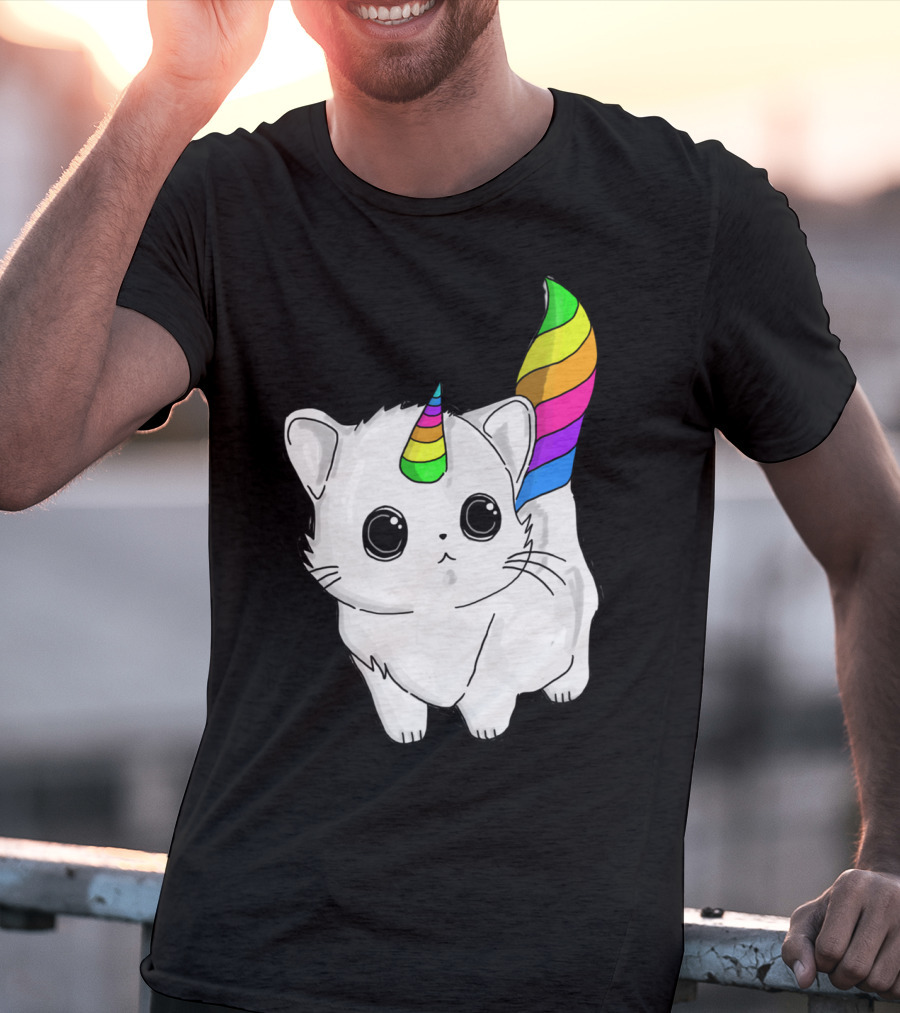 Caticorn Unicorn Rainbow Cat For Girls Boys Adults T-Shirt